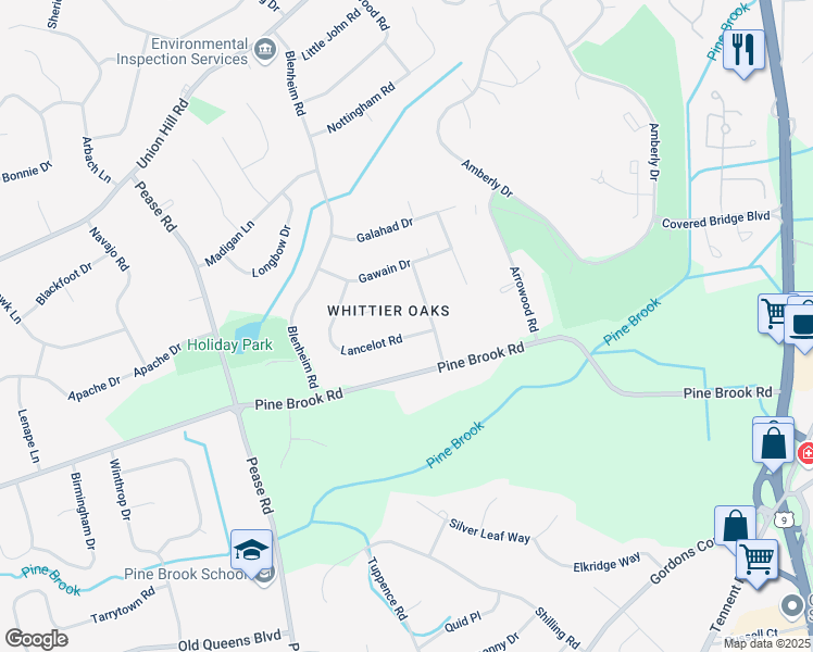 map of restaurants, bars, coffee shops, grocery stores, and more near 4 Lancelot Road in Manalapan Township