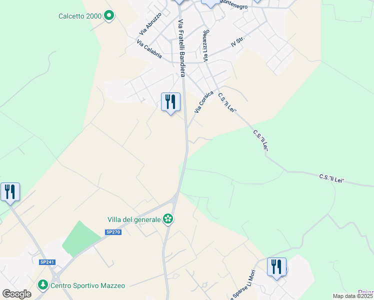 map of restaurants, bars, coffee shops, grocery stores, and more near C.S. Lu Monte in Provincia di Lecce