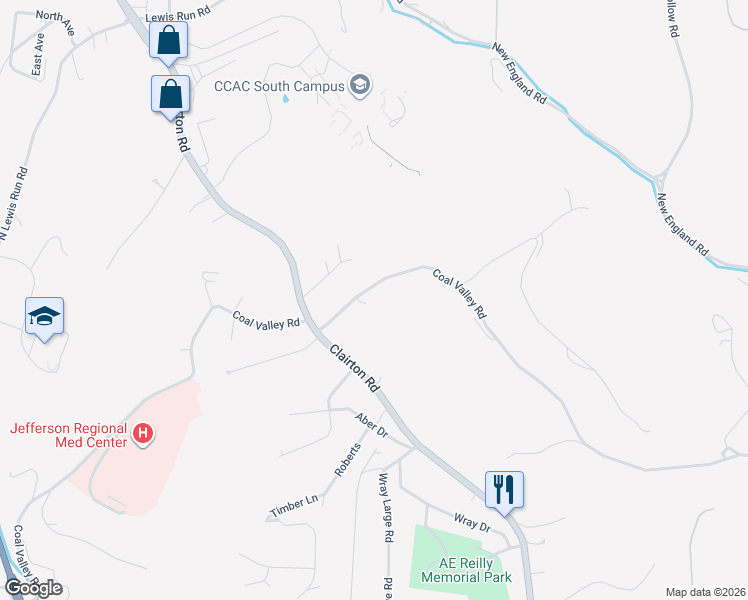 map of restaurants, bars, coffee shops, grocery stores, and more near 453 Coal Valley Road in Clairton