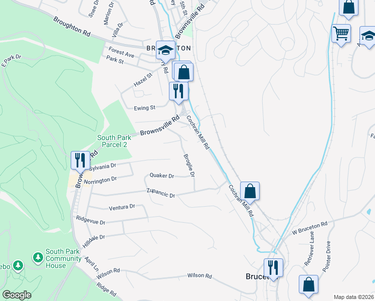 map of restaurants, bars, coffee shops, grocery stores, and more near 937 Broglie Drive in Pittsburgh