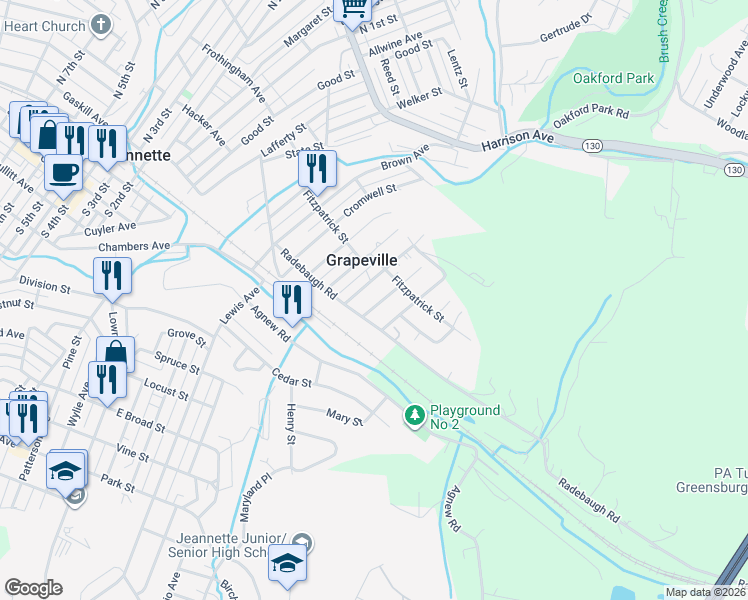 map of restaurants, bars, coffee shops, grocery stores, and more near 2506 Suffolk Street in Westmoreland County