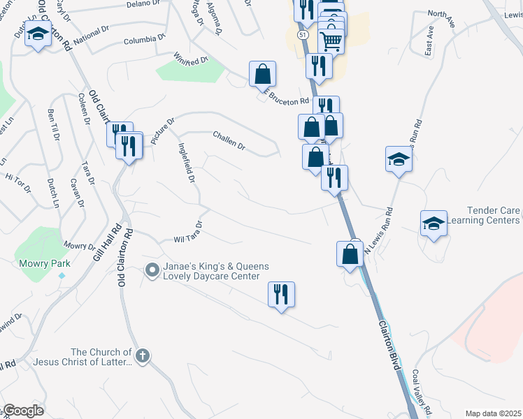 map of restaurants, bars, coffee shops, grocery stores, and more near 156 Robinson Drive in Pittsburgh