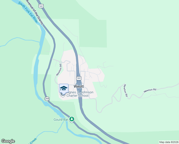 map of restaurants, bars, coffee shops, grocery stores, and more near 49 Birch Road in Weott