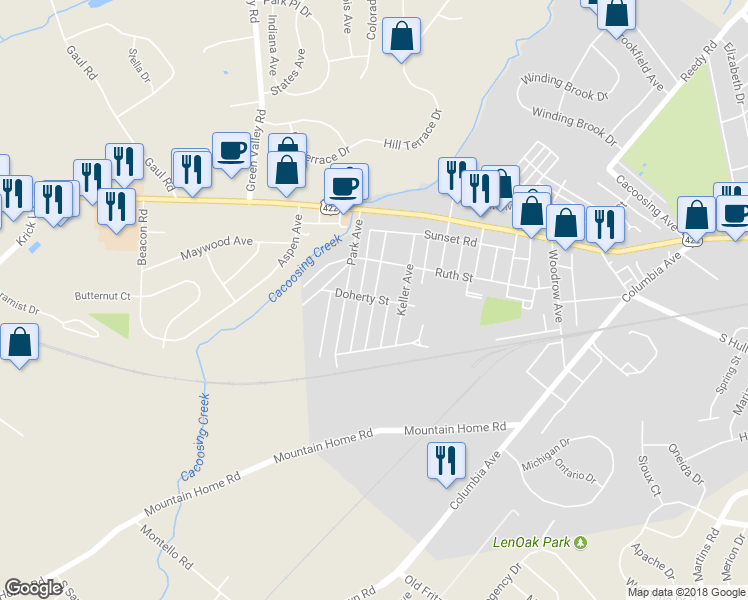 map of restaurants, bars, coffee shops, grocery stores, and more near 201 Elwyn Avenue in Sinking Spring
