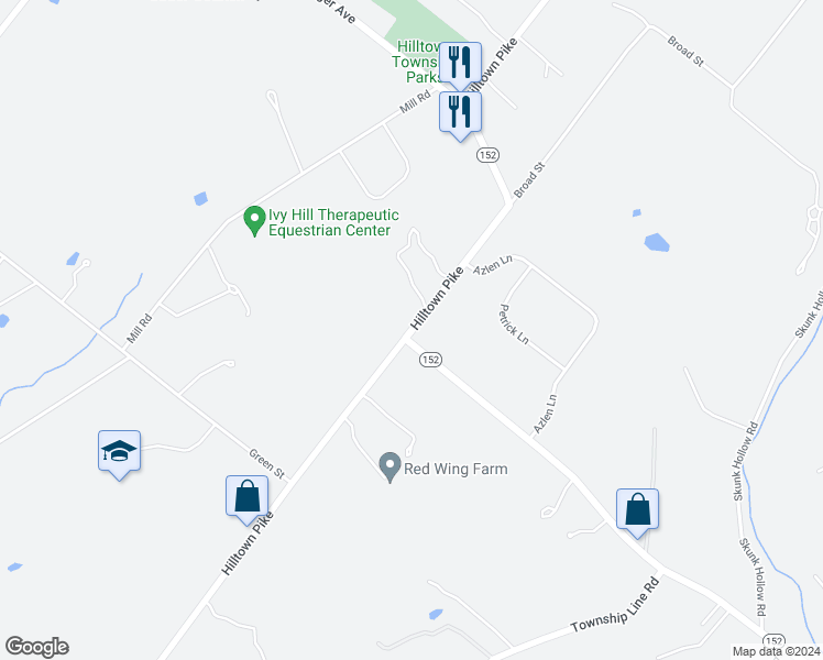 map of restaurants, bars, coffee shops, grocery stores, and more near 1630 Hilltown Pike in Chalfont