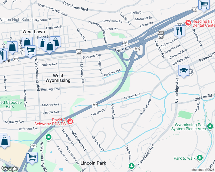 map of restaurants, bars, coffee shops, grocery stores, and more near 2003 Girard Avenue in West Lawn