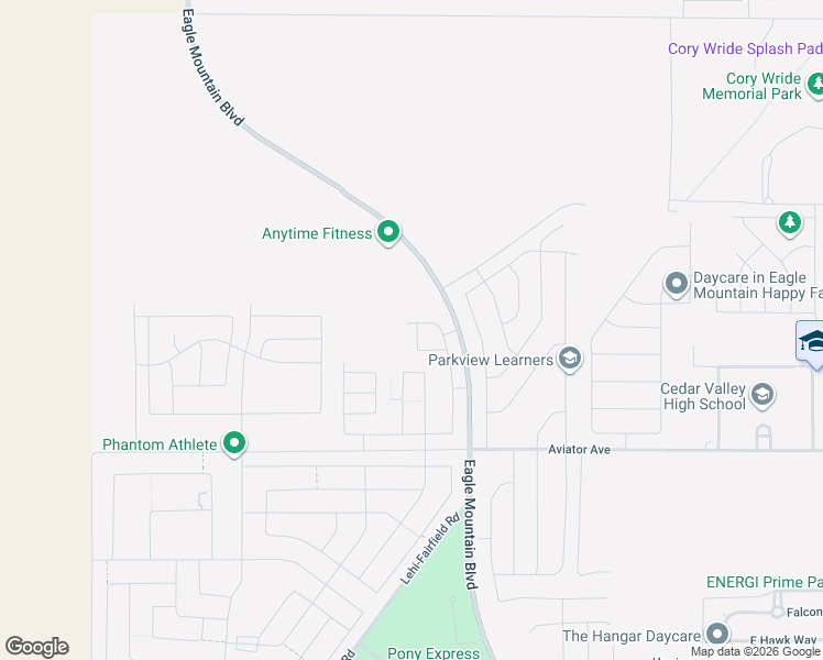 map of restaurants, bars, coffee shops, grocery stores, and more near 5277 North Evergreen Way in Eagle Mountain