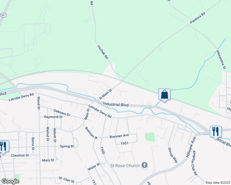 map of restaurants, bars, coffee shops, grocery stores, and more near 77 Station Street Extension in McChesneytown-Loyalhanna