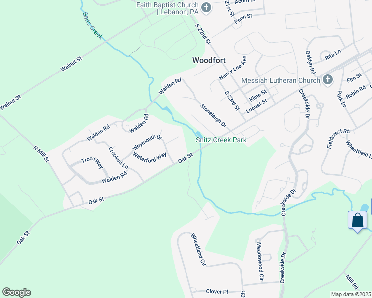 map of restaurants, bars, coffee shops, grocery stores, and more near 2511 Oak Street in Lebanon