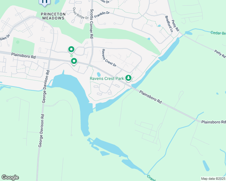map of restaurants, bars, coffee shops, grocery stores, and more near 815 Aspen Drive in Princeton Meadows