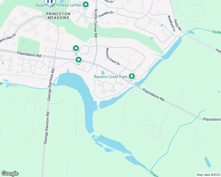 map of restaurants, bars, coffee shops, grocery stores, and more near 815 Aspen Drive in Princeton Meadows