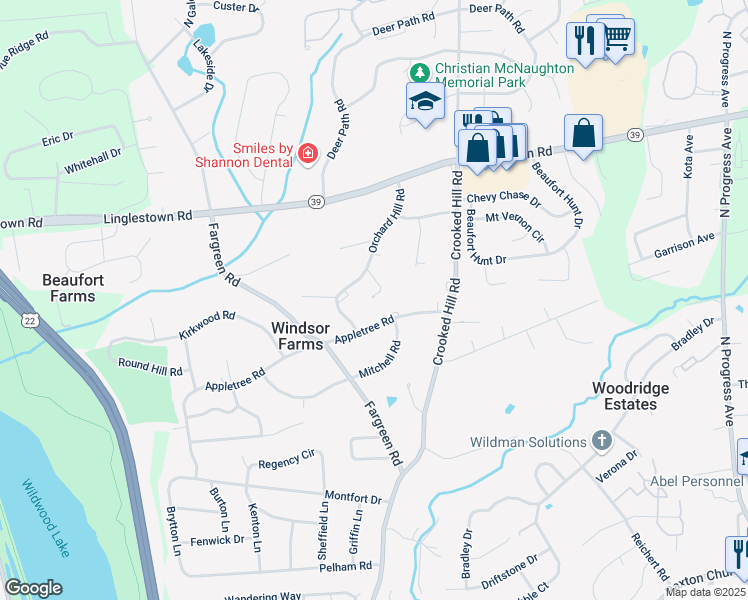 map of restaurants, bars, coffee shops, grocery stores, and more near 4221 Orchard Hill Road in Harrisburg