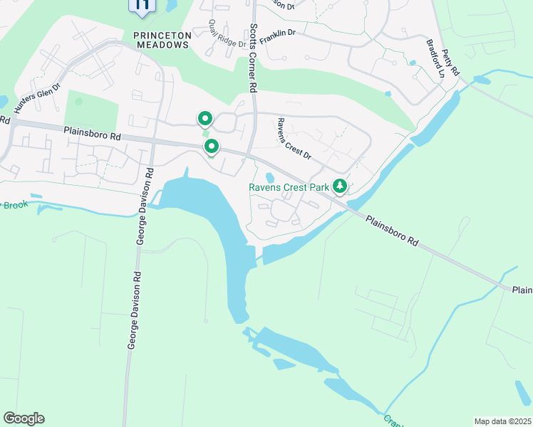 map of restaurants, bars, coffee shops, grocery stores, and more near 1507 Aspen Drive in Princeton Meadows