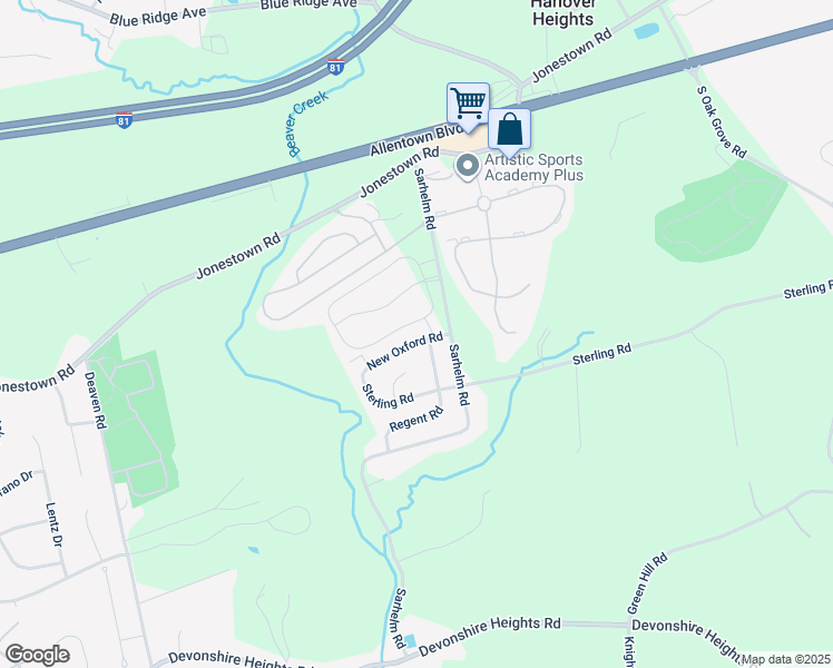 map of restaurants, bars, coffee shops, grocery stores, and more near 6959 Derrick Drive in Harrisburg
