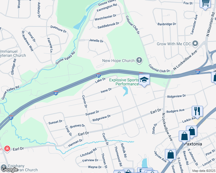 map of restaurants, bars, coffee shops, grocery stores, and more near 5140 Irene Drive in Harrisburg