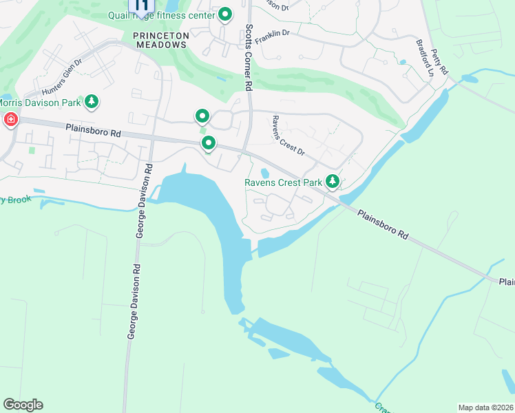map of restaurants, bars, coffee shops, grocery stores, and more near 1507 Aspen Drive in Princeton Meadows