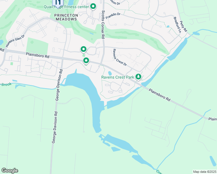 map of restaurants, bars, coffee shops, grocery stores, and more near 1507 Aspen Drive in Princeton Meadows