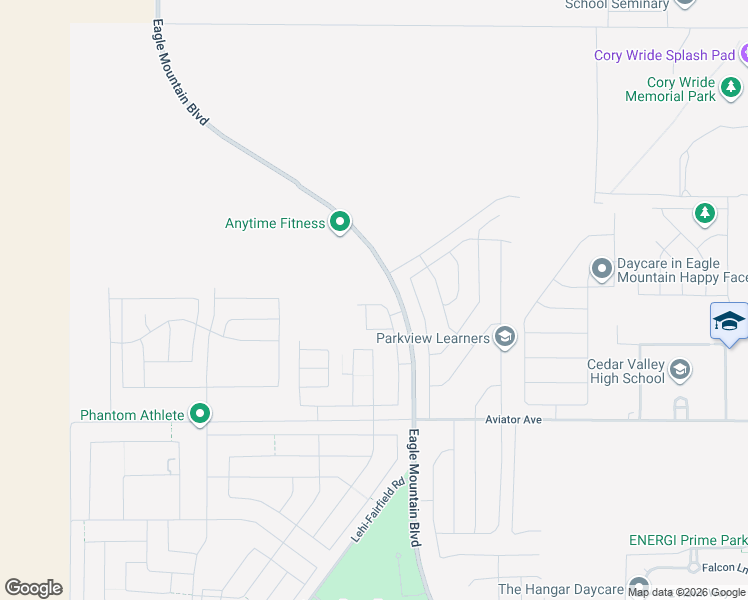map of restaurants, bars, coffee shops, grocery stores, and more near 689 East Ryegrass Drive in Eagle Mountain