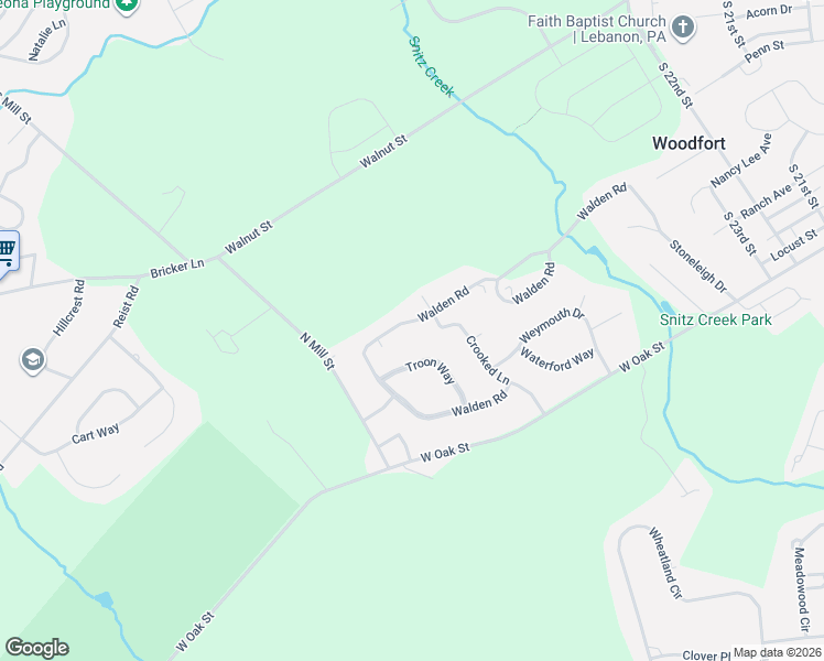 map of restaurants, bars, coffee shops, grocery stores, and more near 59 Walden Road in Lebanon