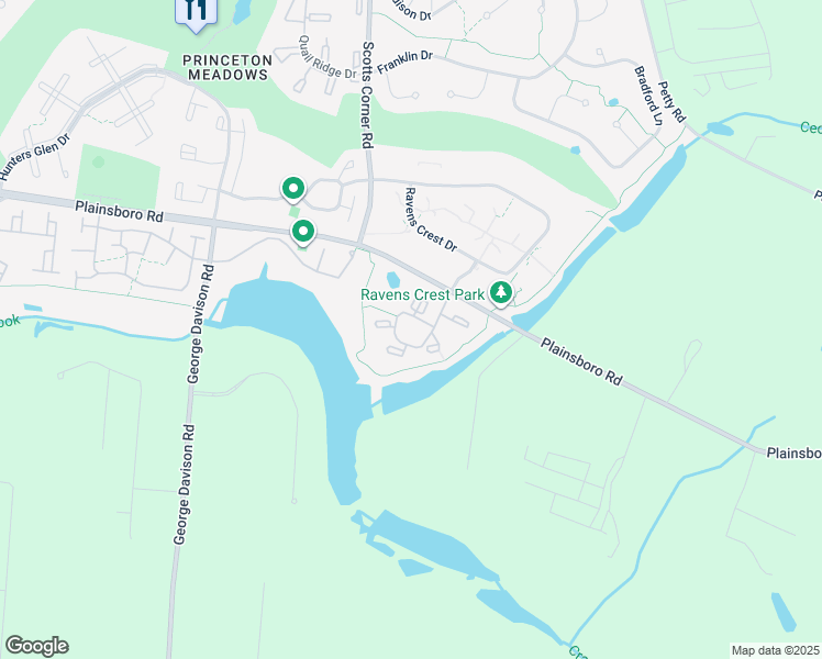 map of restaurants, bars, coffee shops, grocery stores, and more near 2407 Aspen Drive in Plainsboro Township