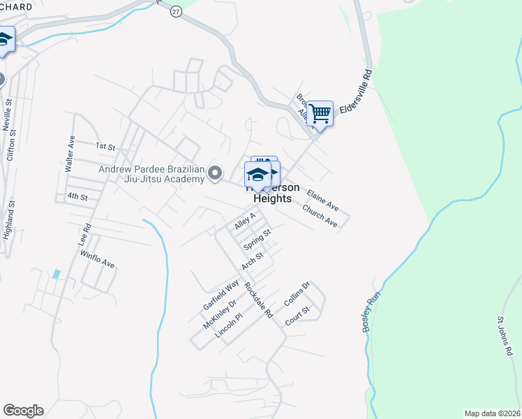 map of restaurants, bars, coffee shops, grocery stores, and more near 202-206 Rockdale Road in Follansbee