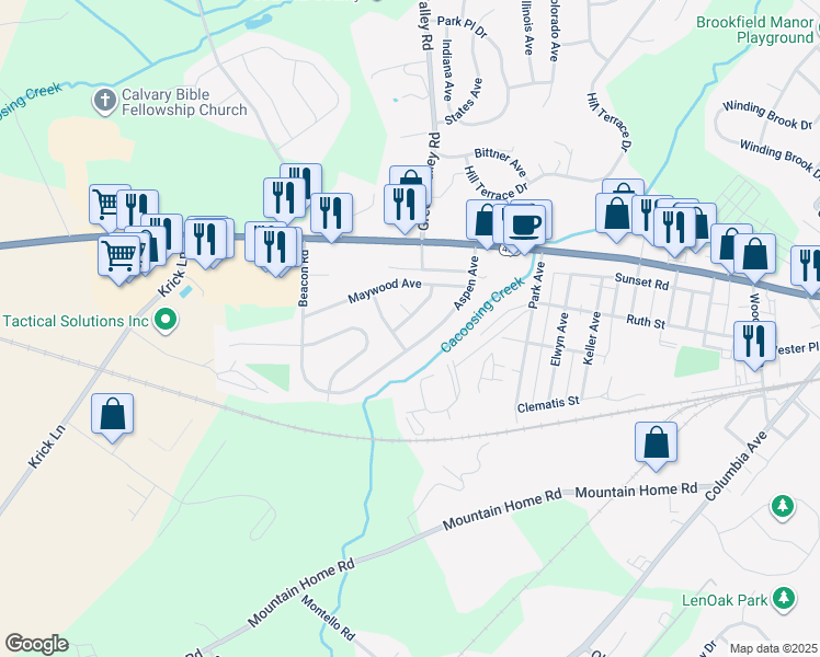 map of restaurants, bars, coffee shops, grocery stores, and more near 113 Rosemead Avenue in Sinking Spring