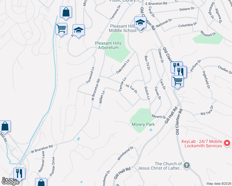 map of restaurants, bars, coffee shops, grocery stores, and more near 314 Yarrow Lane in Pittsburgh