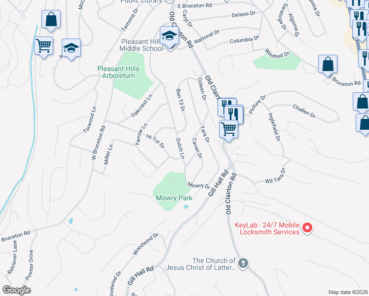 map of restaurants, bars, coffee shops, grocery stores, and more near 327 Dutch Lane in Pittsburgh