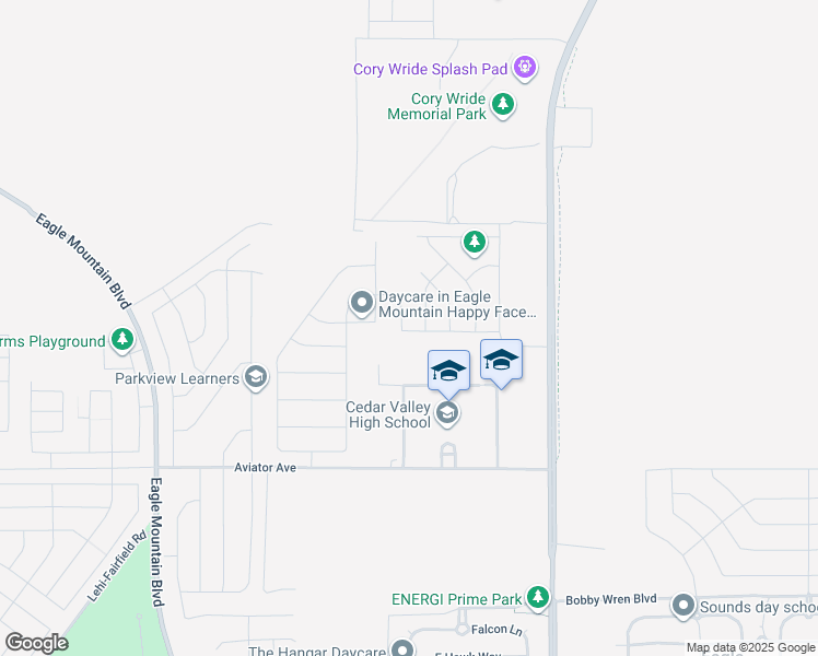 map of restaurants, bars, coffee shops, grocery stores, and more near 5328 North Lindbergh Lane in Eagle Mountain