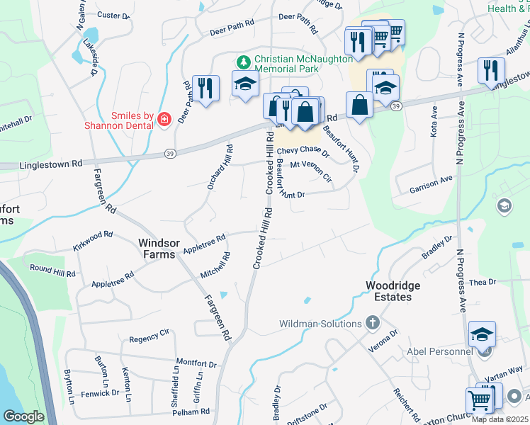 map of restaurants, bars, coffee shops, grocery stores, and more near 4340 Crooked Hill Road in Harrisburg