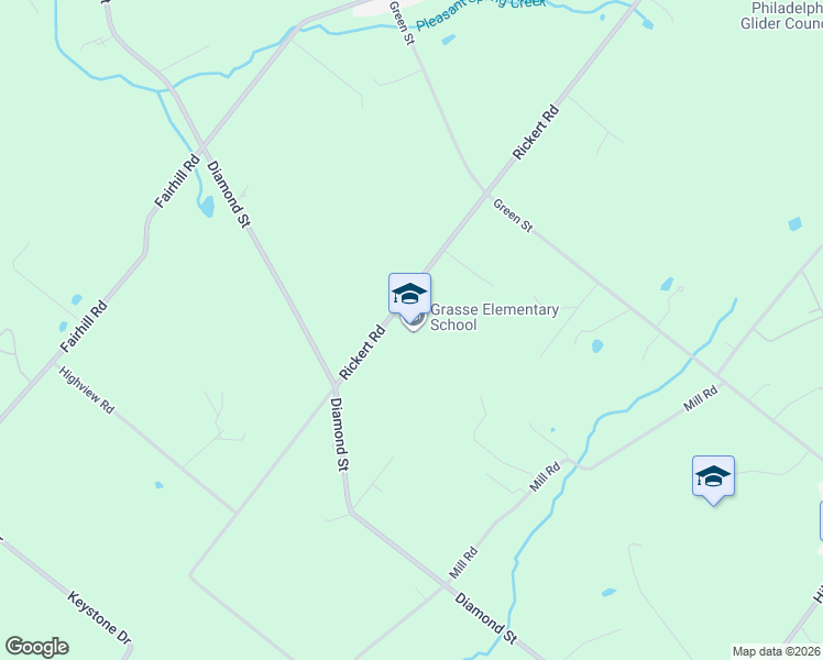 map of restaurants, bars, coffee shops, grocery stores, and more near 600 Rickert Road in Sellersville