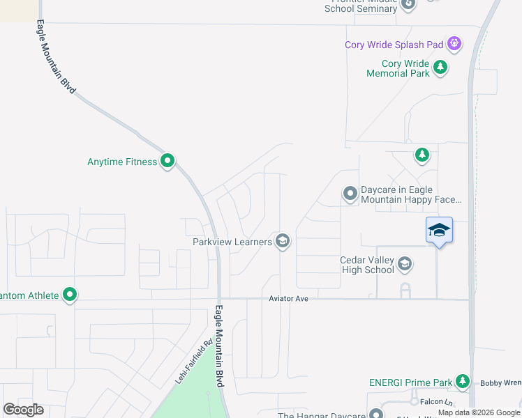 map of restaurants, bars, coffee shops, grocery stores, and more near 5325 Honey Suckle Way in Eagle Mountain