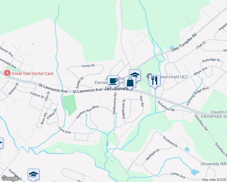 map of restaurants, bars, coffee shops, grocery stores, and more near 4224 Saint Lawrence Avenue in Reading