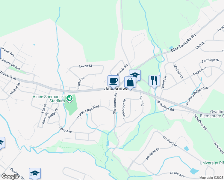 map of restaurants, bars, coffee shops, grocery stores, and more near 4224 Saint Lawrence Avenue in Reading