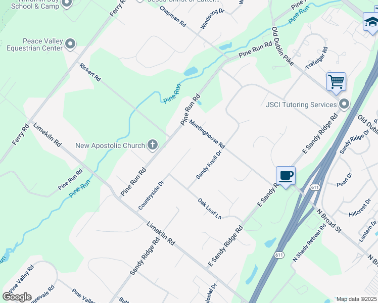 map of restaurants, bars, coffee shops, grocery stores, and more near 14 Countryside Drive in Doylestown