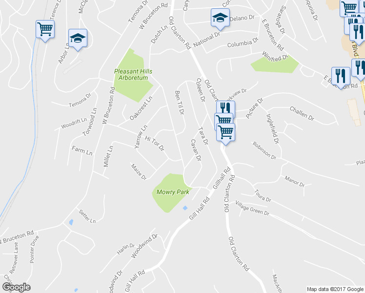 map of restaurants, bars, coffee shops, grocery stores, and more near 327 Dutch Lane in Pittsburgh