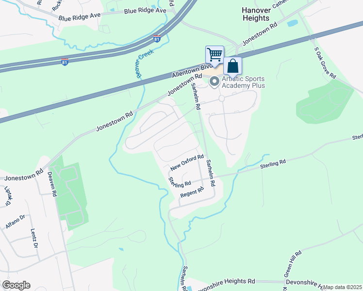 map of restaurants, bars, coffee shops, grocery stores, and more near 6933 Derrick Drive in Dauphin County