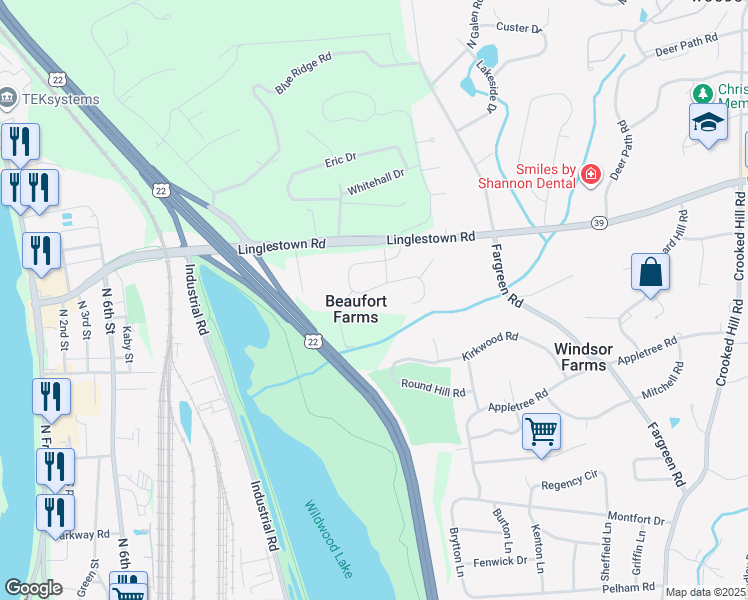map of restaurants, bars, coffee shops, grocery stores, and more near 1131 Countryside Dr in Harrisburg