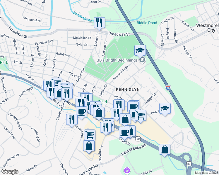 map of restaurants, bars, coffee shops, grocery stores, and more near 1508 Pennsylvania Avenue in Irwin