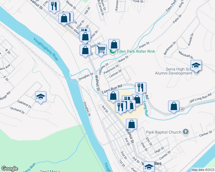 map of restaurants, bars, coffee shops, grocery stores, and more near 3914 Elizabeth Street in McKeesport
