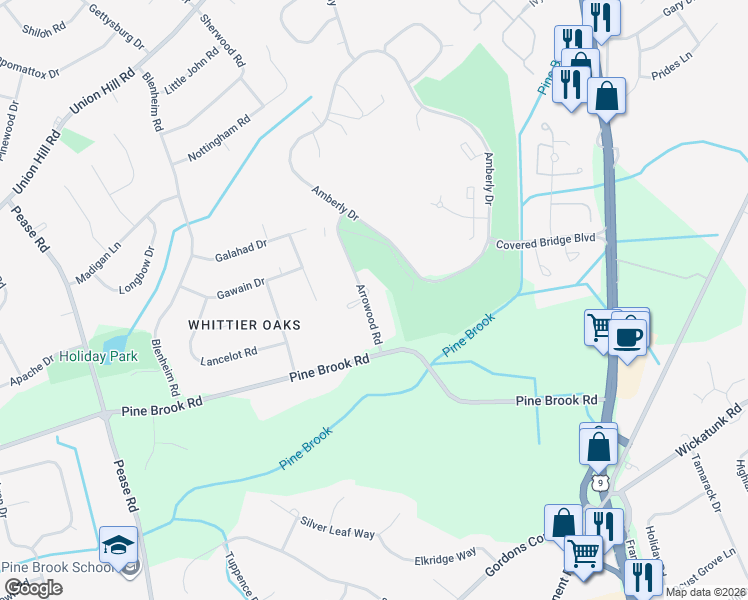 map of restaurants, bars, coffee shops, grocery stores, and more near 102 Arrowood Road in Manalapan Township