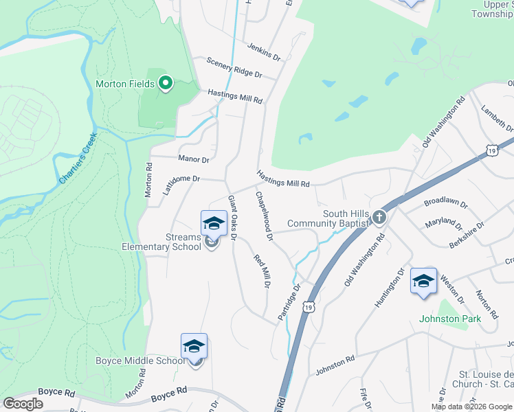 map of restaurants, bars, coffee shops, grocery stores, and more near 2510 Chapelwood Drive in Pittsburgh