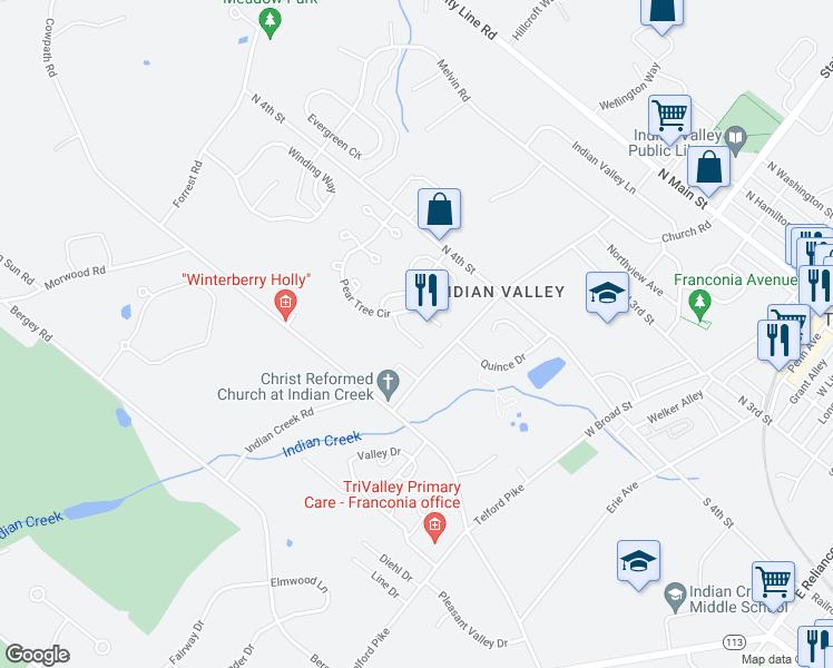 map of restaurants, bars, coffee shops, grocery stores, and more near 204 Nelis Court in Telford