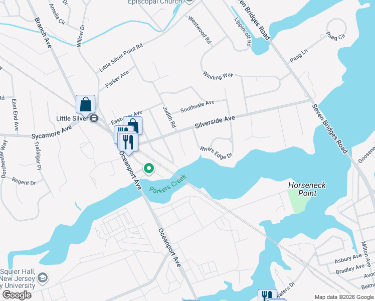 map of restaurants, bars, coffee shops, grocery stores, and more near 35 Sunnylands Court in Little Silver