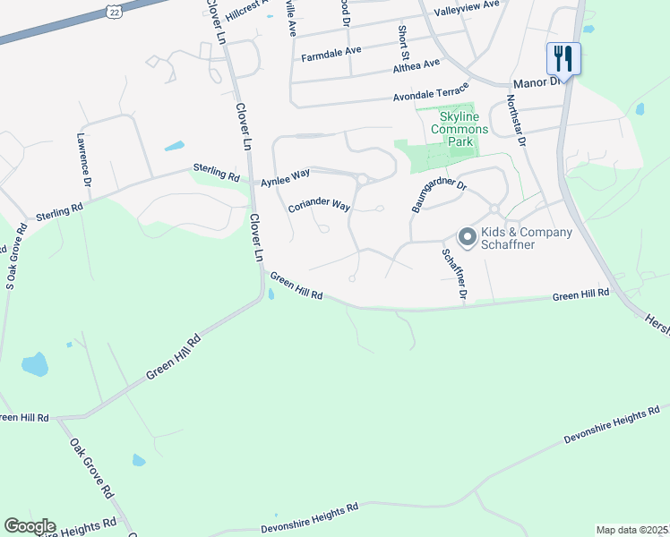map of restaurants, bars, coffee shops, grocery stores, and more near 7567 Forney Way in Harrisburg