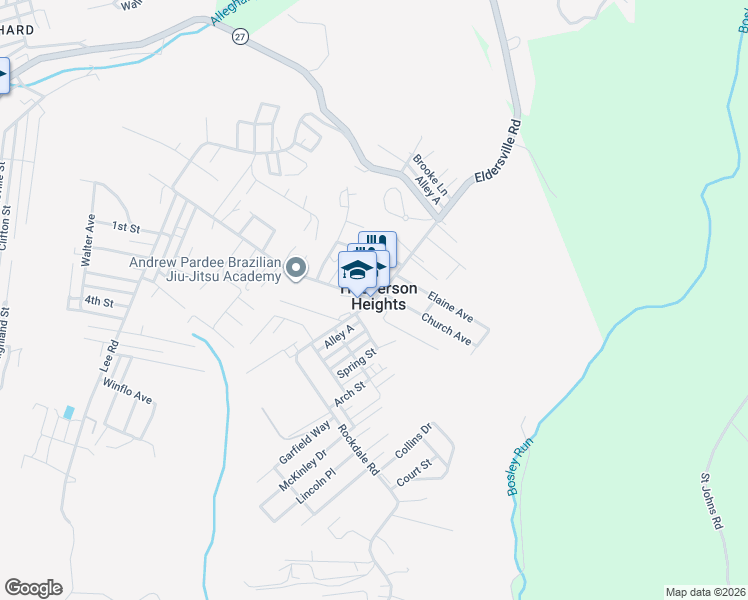 map of restaurants, bars, coffee shops, grocery stores, and more near 202-206 Rockdale Road in Follansbee