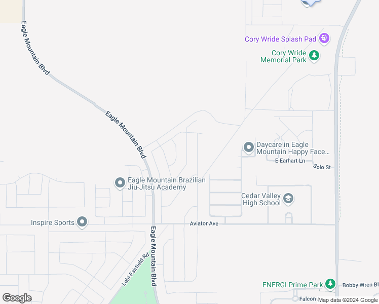 map of restaurants, bars, coffee shops, grocery stores, and more near 5360 Honey Suckle Way in Eagle Mountain