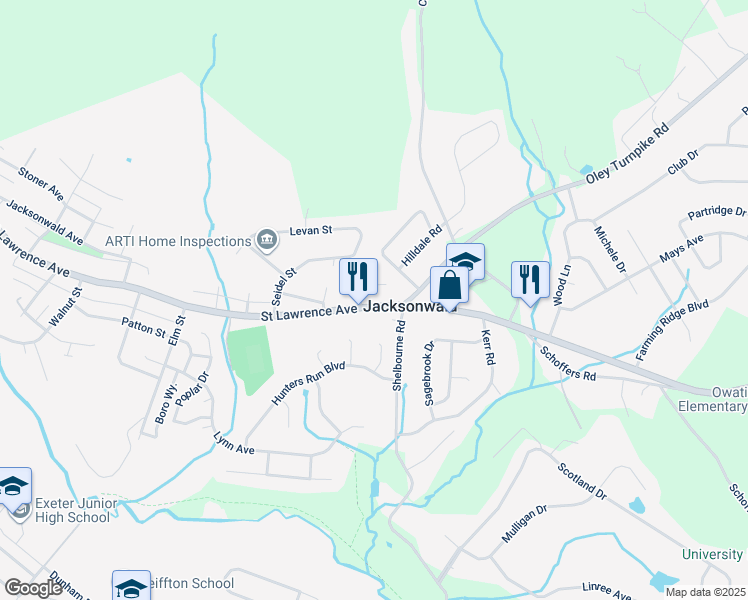 map of restaurants, bars, coffee shops, grocery stores, and more near 4217 Saint Lawrence Avenue in Reading