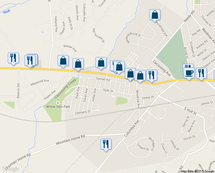 map of restaurants, bars, coffee shops, grocery stores, and more near 45 Wynnewood Avenue in Sinking Spring