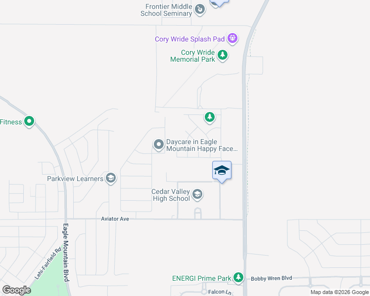 map of restaurants, bars, coffee shops, grocery stores, and more near 5363 North Sulley Way in Eagle Mountain